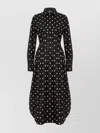 Moschino Pleated Polka Dot Dress With Long Sleeves In Black