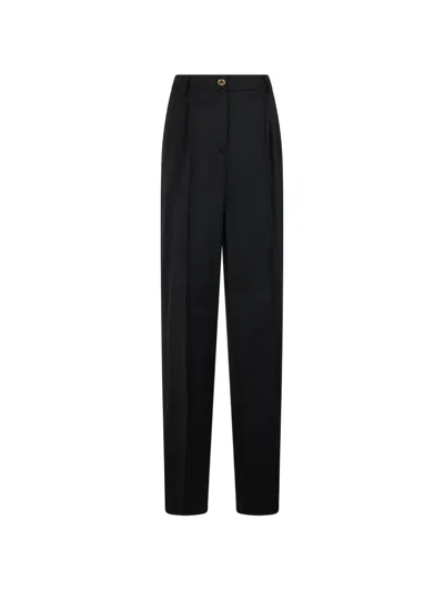 Moschino Pleated Straight-leg Trousers In Black