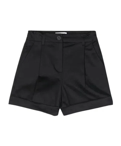 Moschino Kids' Pleated Stretch-cotton Shorts In Black