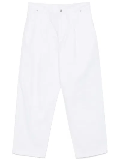 Moschino Pleated Wide-leg Trousers In White