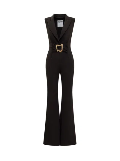 MOSCHINO PLUNGING V-NECK DARTED WAIST JUMPSUIT