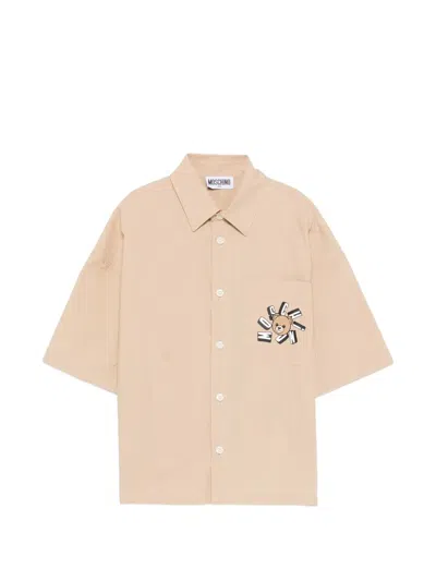 Moschino Kids' Pocket Cartoon Shirt In Neutral
