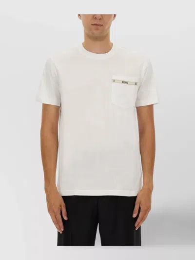 Moschino Pocket Crew Neck Short Sleeve T-shirt In White