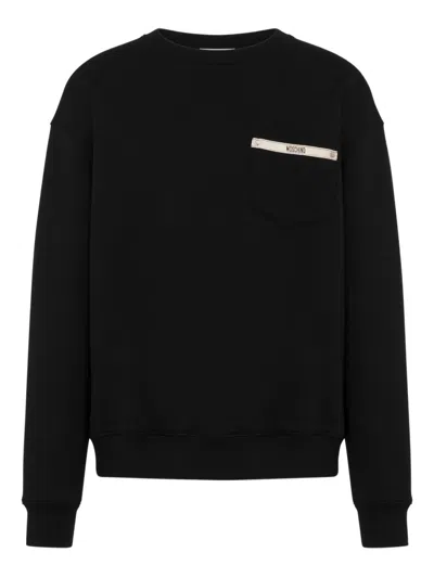 Moschino Relaxed-fit Sweatshirt With Ribbed Cuffs And Hem In Black