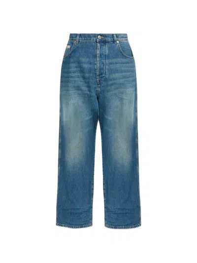 Moschino Belt Loop Denim Trousers In Blue