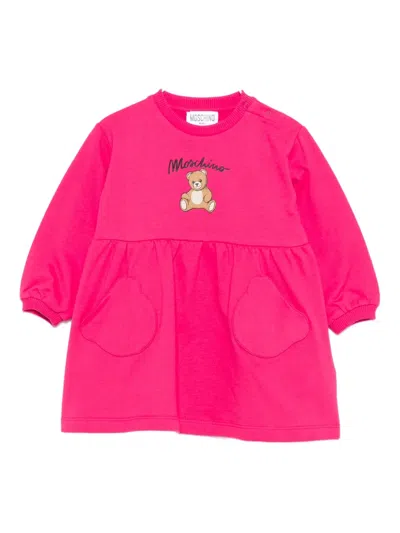 Moschino Babies' Pocket Teddy Dress In Pink