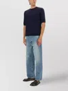 Moschino Pocketed T-shirt With Ribbed Cuffs And Hem In Blue