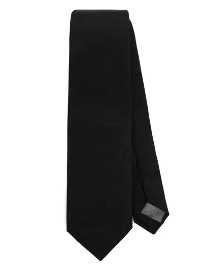 Moschino Pointed Logo-jacquard Tie In Black