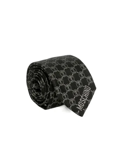 Moschino Pointed Logo Tie In Black
