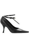 Moschino Pointed-toe Ankle-tie Pumps In Black