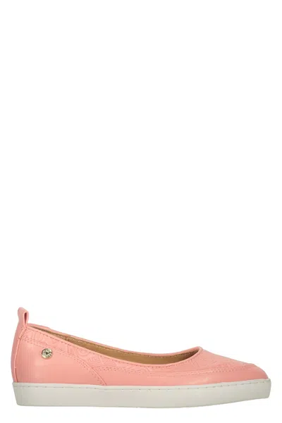 Moschino Pointy-toe Ballet Flats In Pink