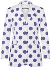 Moschino Stretch Satin Jacket Biro Polka Dots In 白色