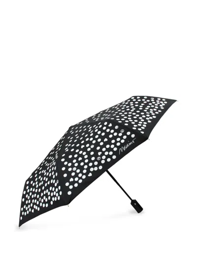 Moschino Polka Dot Compact Umbrella In Black
