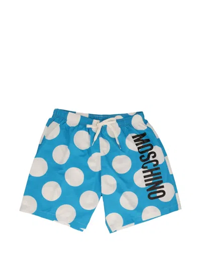 Pre-owned Moschino Polka-dot Drawstring Swim Shorts In Blue