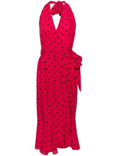 Moschino Polka Dot-print Silk Dress In Red