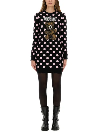 MOSCHINO POLKA DOT DRESS WITH LOGO