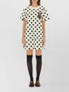 Moschino Polka Dot Graphic Print Short Sleeve Dress In White