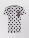 Moschino Polka Dot Graphic Print Short Sleeve Top In White