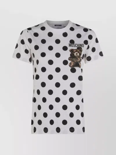 MOSCHINO POLKA DOT GRAPHIC PRINT SHORT SLEEVE TOP