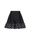 Moschino High Waist Polka Dot Skirt With Ruffled Hem In Black