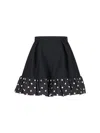 Moschino High Waist Polka Dot Skirt With Ruffled Hem In Black