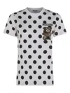 Moschino Polka Dot Graphic Print Short Sleeve Top In White