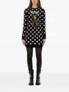 Moschino Polka-dot Pattern Teddy-embellishment Mini Dress In Black