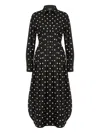 Moschino Pleated Polka Dot Dress With Long Sleeves In Black