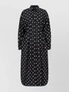 Moschino Polka Dot Pleated Dress With Long Sleeves In Black