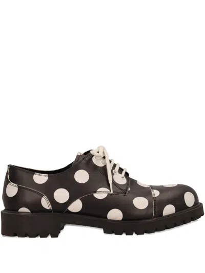 Pre-owned Moschino Polka-dot-print Derby Shoes In Black