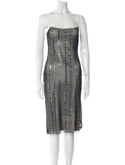 Pre-owned Moschino Polka Dot Print Knee-length Dress In Gray