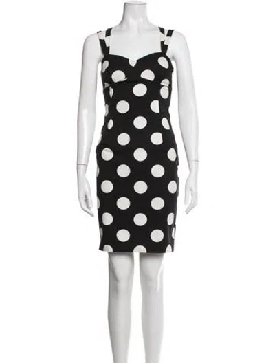 Pre-owned Moschino Polka Dot Print Mini Dress In Black