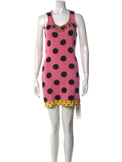 Pre-owned Moschino Polka Dot Print Mini Dress In Pink
