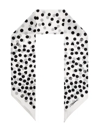 Moschino Polka Dot-print Scarf In White