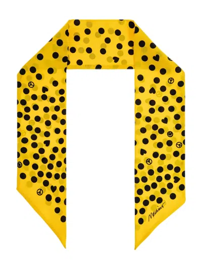 Moschino Polka Dot-print Scarf In Yellow