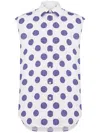 Moschino Sleeveless Cotton Poplin Shirt With Polka Dot Pattern In White