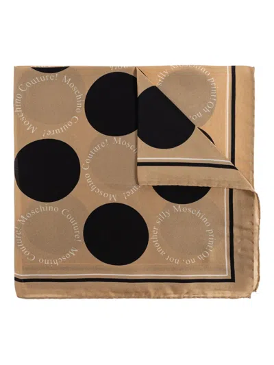 Moschino Polka-dot Print Silk Scarf In Black