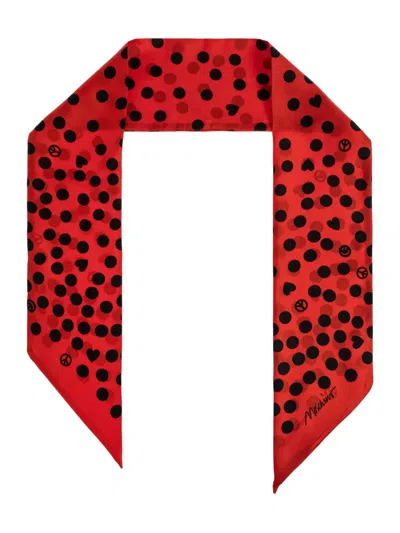 Moschino Polka-dot Print Silk Scarf In Red