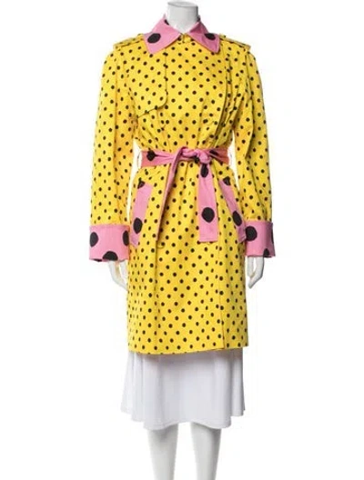 Pre-owned Moschino Polka Dot Print Trench Coat In Yellow