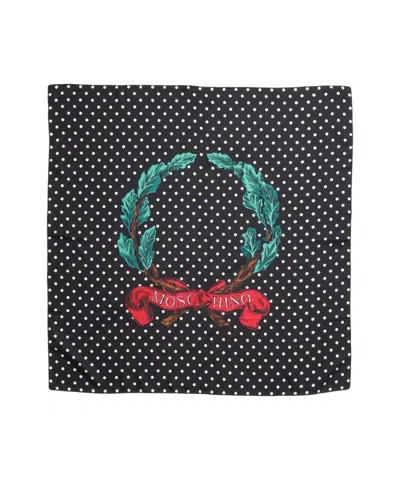 MOSCHINO POLKA DOT PRINTED SILK SCARF