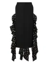 Moschino Polka Dots Wool Blend Diagonal Skirt In Black