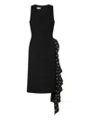 Moschino Polka Dots Wool Blend Diagonal Dress In Black