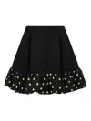 Moschino Polka Dots Wool Blend Diagonal Miniskirt In Black