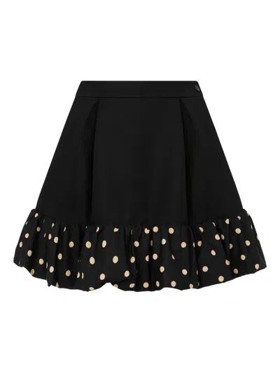 Moschino Polka-dot Ruffled Mini Skirt In Black