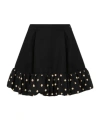 Moschino Polka Dots Wool Blend Diagonal Miniskirt In Black