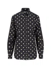 Moschino Long Sleeve Polka Dot Collared Top In Black