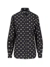 Moschino Long Sleeve Polka Dot Collared Top In Black