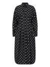 Moschino Polka Dot Pleated Dress With Long Sleeves In Black