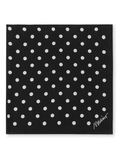 Moschino Polka-dot Silk Scarf In Black