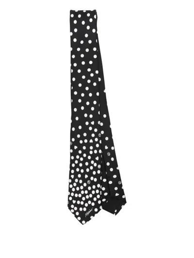 Moschino Polka-dot Silk Tie In Black